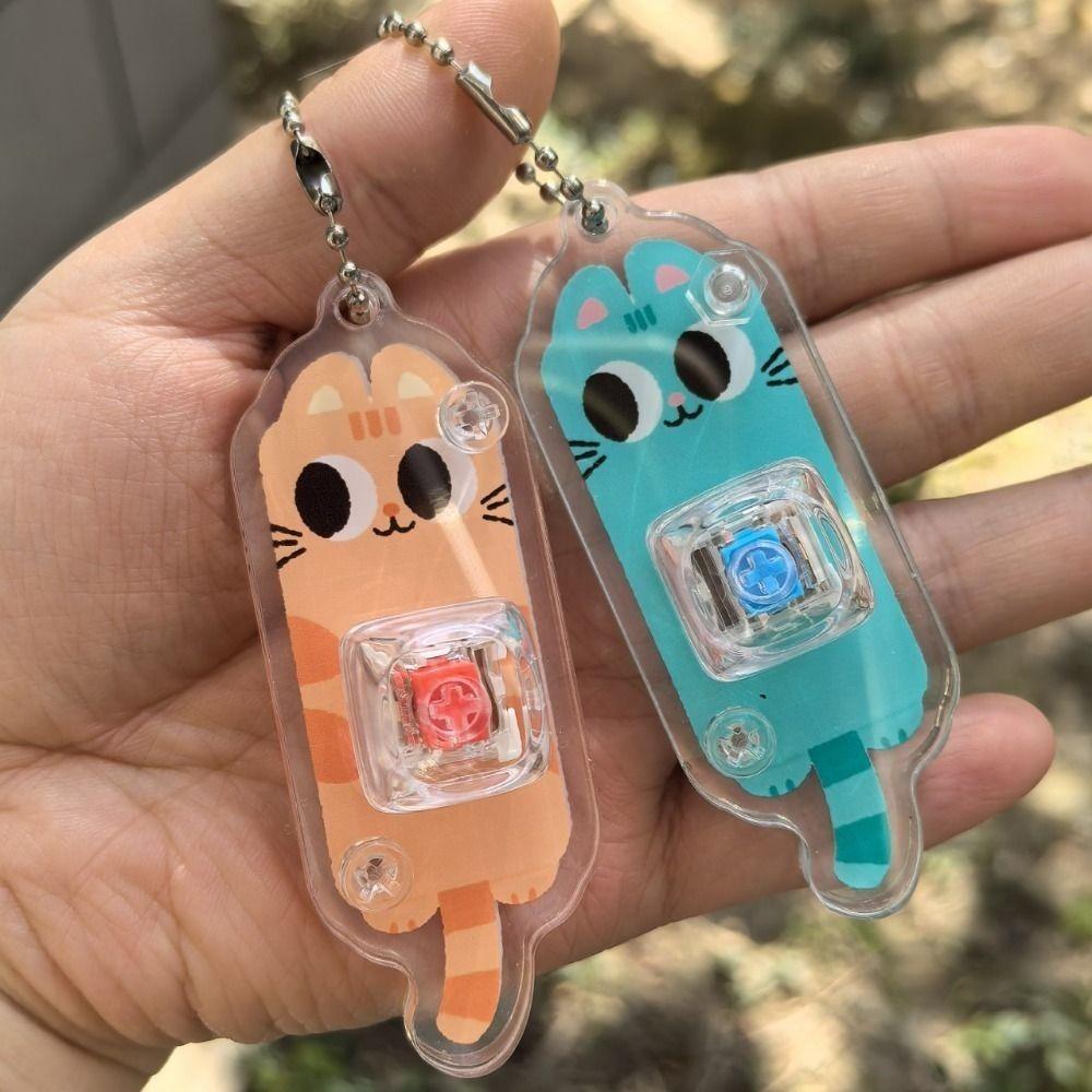 Portable Keychain Fidget Toy Tactile Button Toy Keychain Mechanical Keyboard Keychain  Office Use