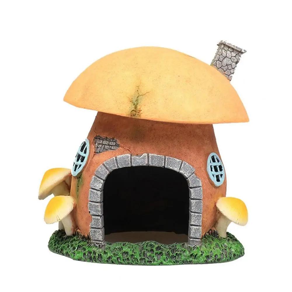 Resin Fish Tank Decor Figures Simulation Mushroom Conch House Fish Shrimp Hiding Cave Shelter Aquarium Landscaping Decor Accesso