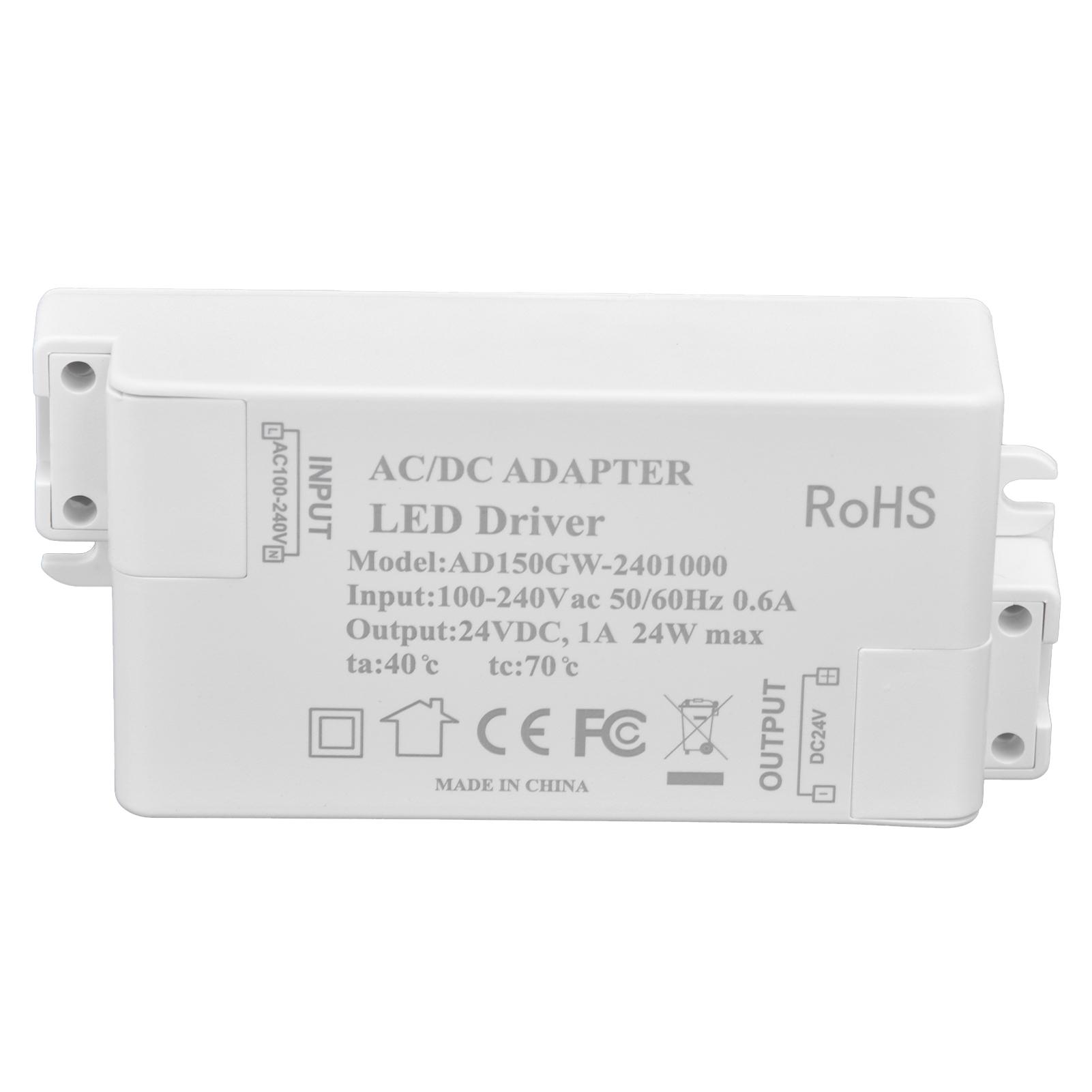 

DC 24V 24W 1A LED Driver Constant Voltage Flame Retardant Efficient DIY LED Power Supply AC 100‑240V