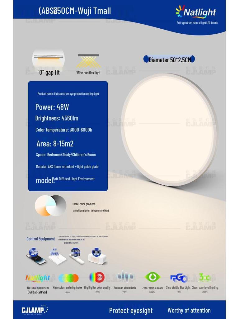 Modern Minimalist Round Ceiling Light for Bedroom and Study