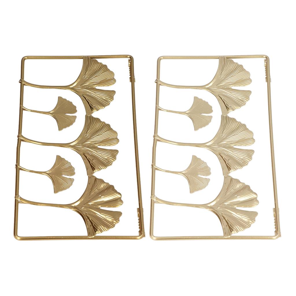 2Pcs Gold Metal Leaf Wall Decor 3D Modern Simple Clear Texture Metal Leaf Hanging Decoration with
