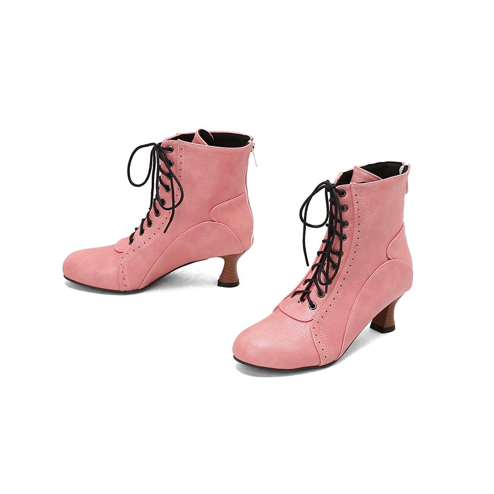 Винно-красный Зеленый Женские Ботильоны Круглый Носок Высокий Каблук Большой Размер 50 39 розовый 4535₽