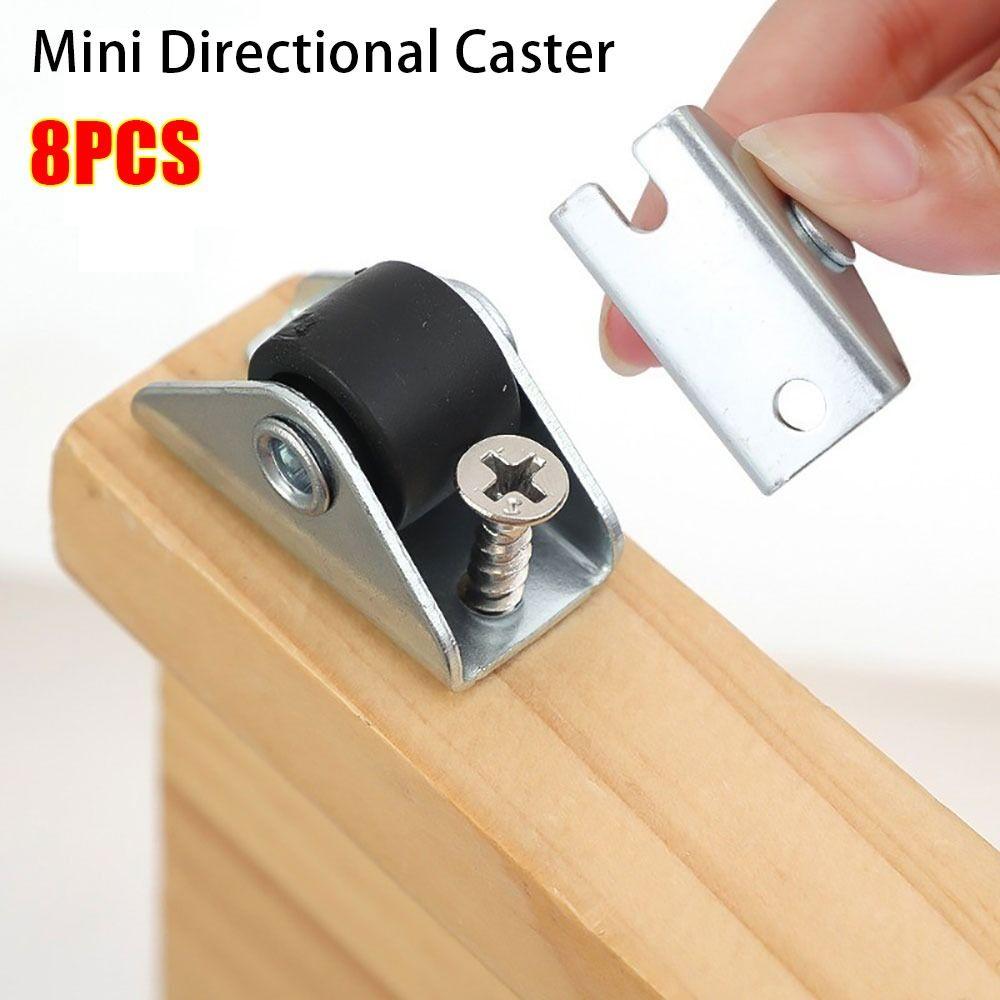 

8Pcs Small Directional Casters Trash Can Storage Box Laundry Basket Guide Rails Wheel
