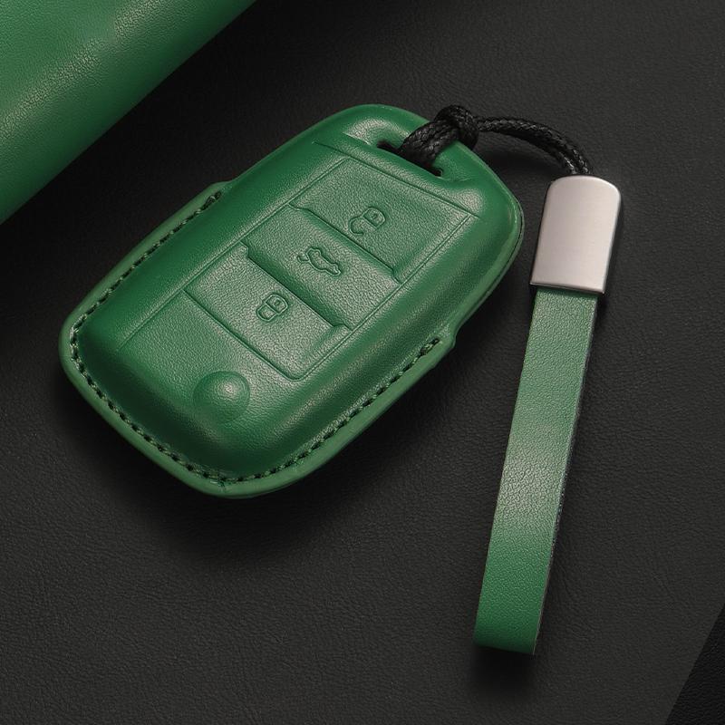 KTDJ9 Leather Car Key Cover Case Protection Shell Keychain For Skoda Octavia A5 kodiaq Fabia Scala Karoq Superb Kamiq Rapid Yeti