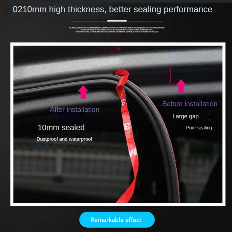 5M Car Door Edge Seal Strip Sticker B 8-hole Weatherstrip Rubber Seals Sound Insulation Sealing Strip Car Styling Protector