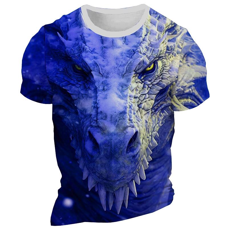 Men's Graphic Dragon T Shirt Short Sleeve T Shirt 3D Print Crew Neck Shirt Daily Designer Retro Vintage Sports Outdoor Holiday