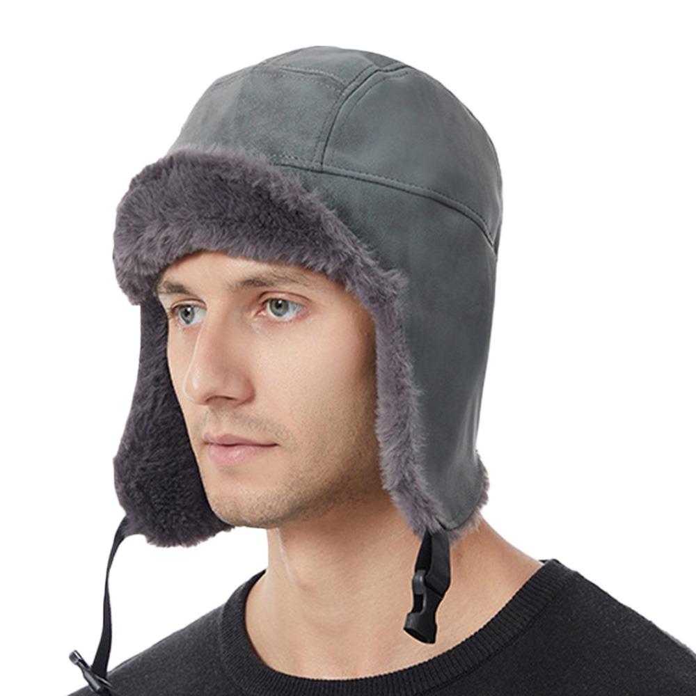 Thick Bomber Hat Plush Ushanka Fur Hat Outdoors Ski Russian Cap  Riding