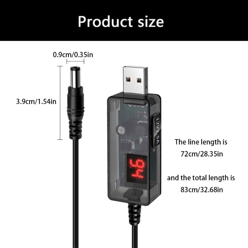 5V To 12V Step Up Converter Cable Overcurrent Safeguards USB to DC5.5mm Converter Cord For Reliable Electronics Charging