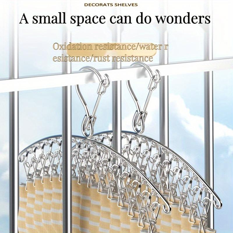 Сушарка для одягу з 20 прищіпками з нержавіючої сталі, багатоцільова металева вішалка для шкарпеток, спідньої білизни, бюстгальтерів, органайзер для капелюхів для дому та кухні, сушарки