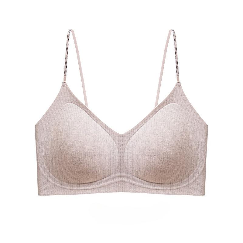 Diamond Thin Strap Soft Support Beautiful Back Bra, Wireless Lift Comfortable Seamless Lingerie for Women