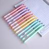 Stylos surligneurs à brosse, 6 pièces/ensemble, marqueurs Manga de couleur Kawaii, surligneurs de couleurs Pastel, papeterie scolaire