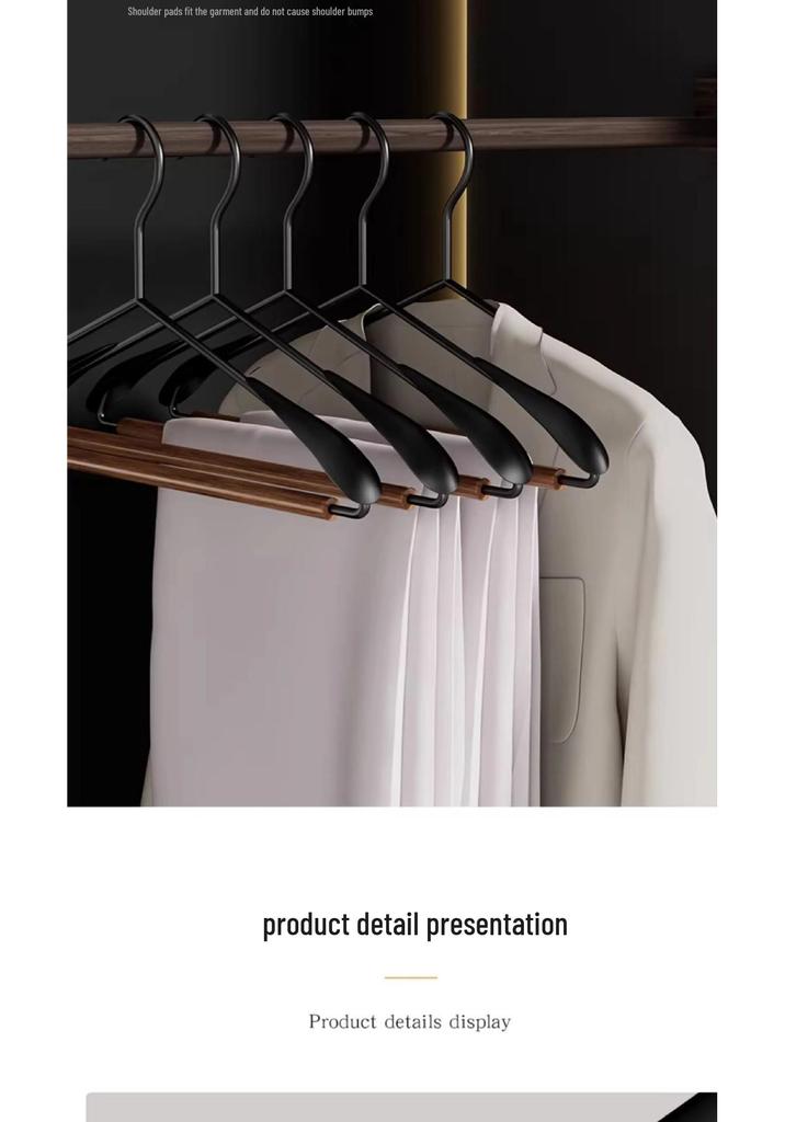 Beech Wood Non-Slip Clothes Hanger - Solid Wood, No-Trace Design for Household and Adult Clothing Stores