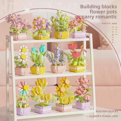 Lego-kompatible Sukkulenten-Topfblumen-Bausteine - Geschenke für Kinder und Liebende