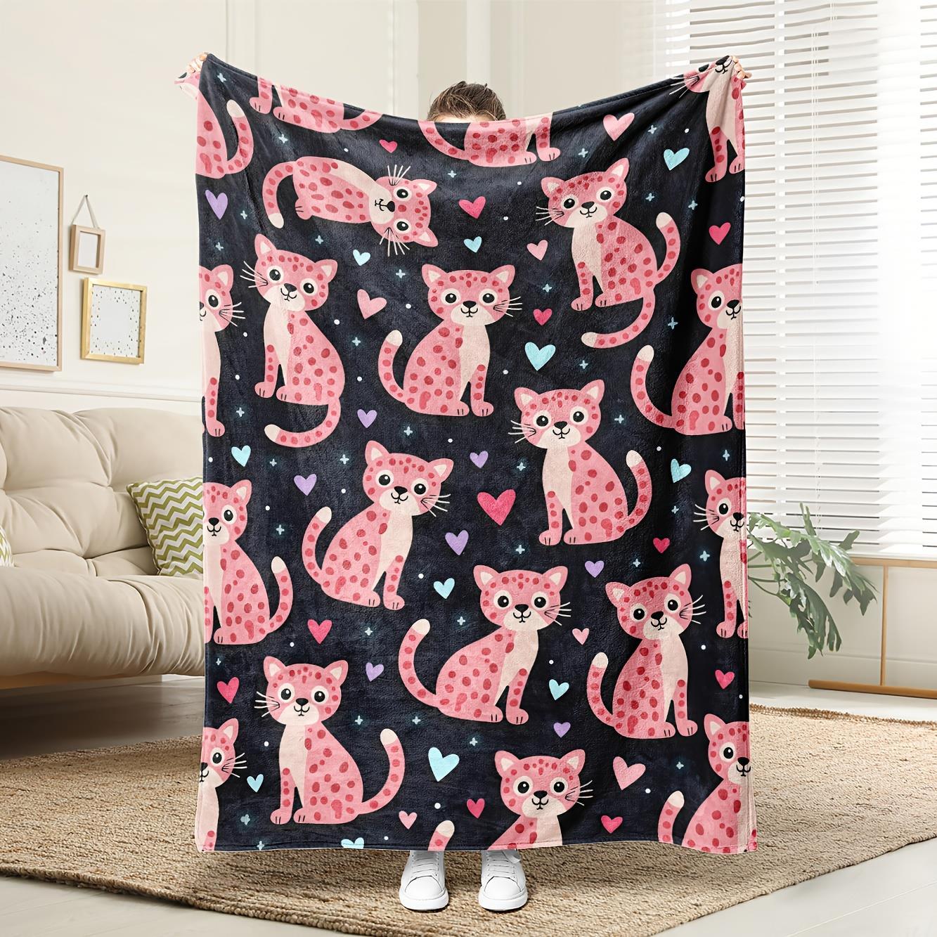 

Pink leopard print pattern Blanket for Sofa Bed Travel Camping Living Room Office Conditioning Blanket for All Seasons Gifts 75x90cm