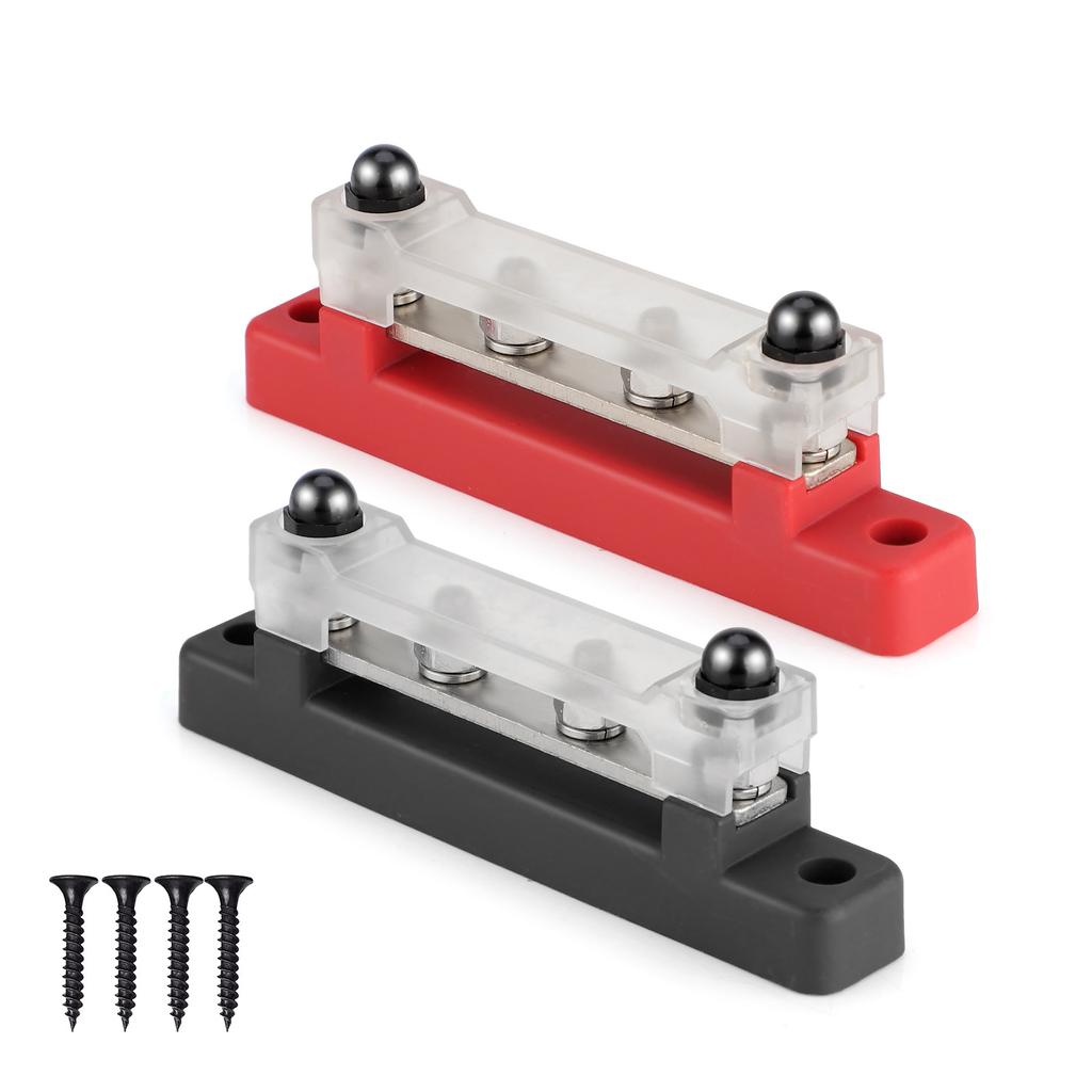 Power Distribution Block Bus Bar 4 Stud M6 Posts 48V 150A Terminal Block for Caravans Truck Boat Car