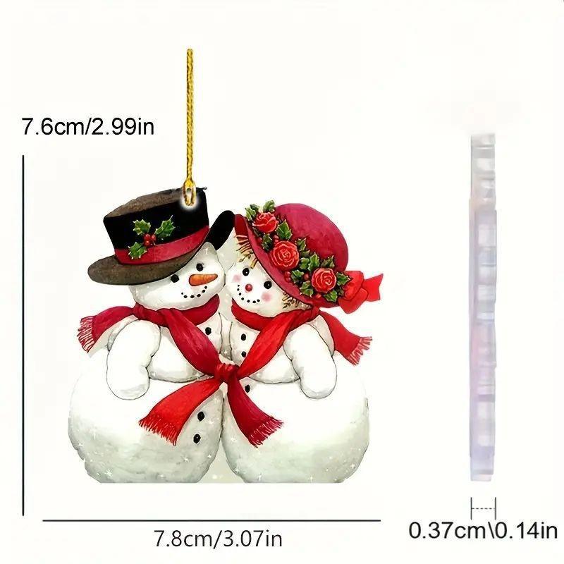 

Vintage Christmas Santa Snowman Acrylic Ornament Charming Car Decoration For Cheer Holiday 1