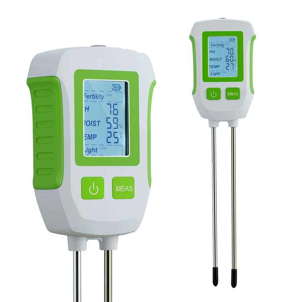 Mcbazel 5-in-1 Soil Moisture Meter, Digital Soil Meter with pH/Temperature/Humidity/Light Measurement Functions, Dual Detection Probe, Digital Plant M