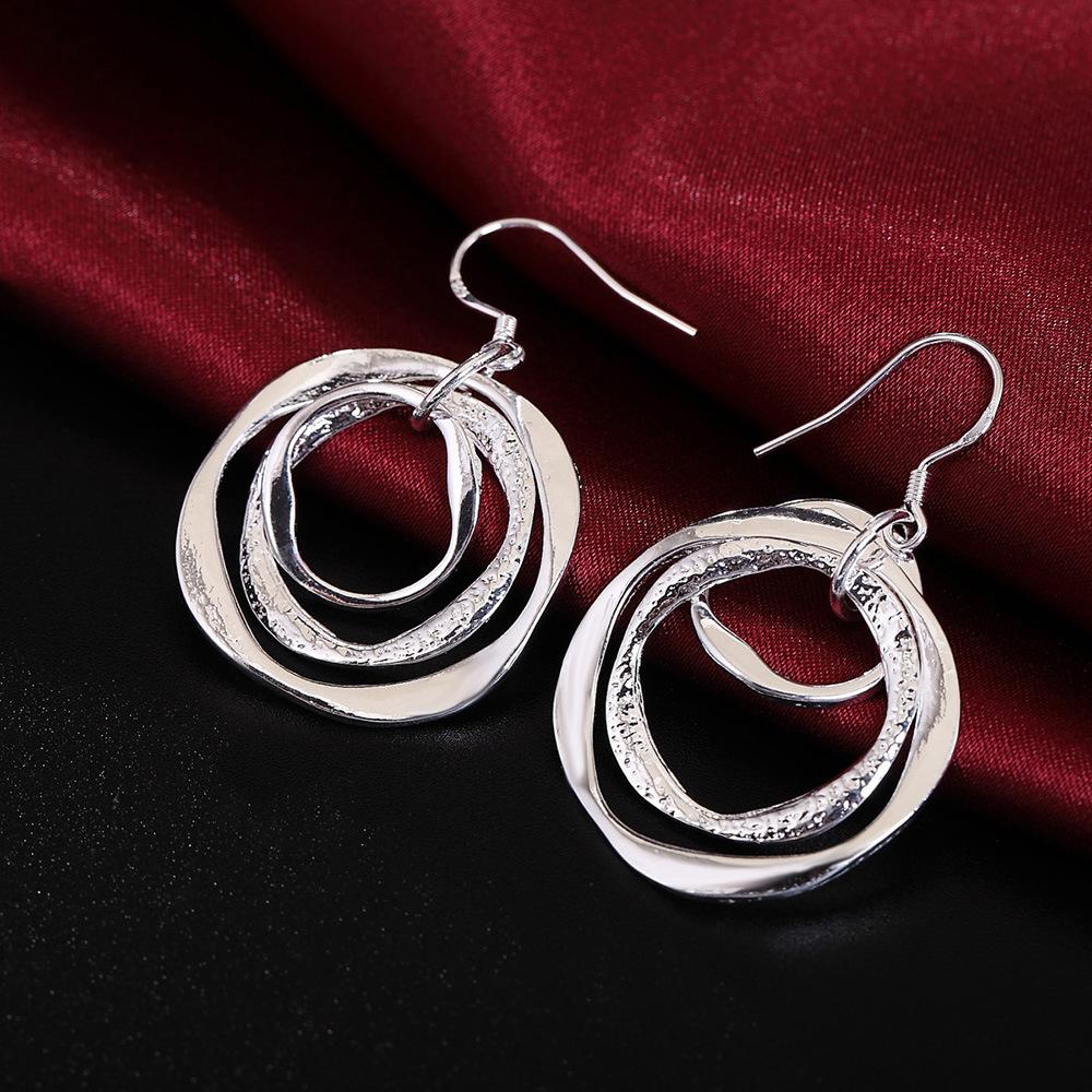 Silver-plated Copper Circle Pendant Earrings Fashion Jewelry