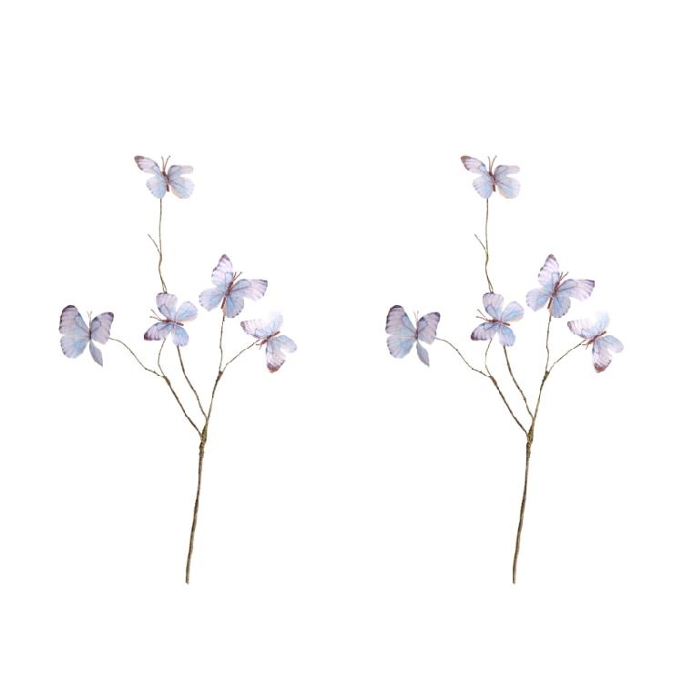 2pcs Faux Dried Branch Decoration Silk Butterfly Blooms Indoor Party Supplies Flower Displays Set Safe to Child