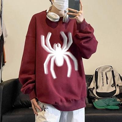 Sweat à capuche Hip Hop pour homme avec imprimé araignée Streetwear Harajuku Y2k Pull Hiver Automne Sweat à capuche Vêtements décontractés vintage couple