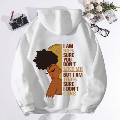Autumn And Winter Sweater Letter Fashion Print Hooded Back Collar Fleece Sweater Women'S Top