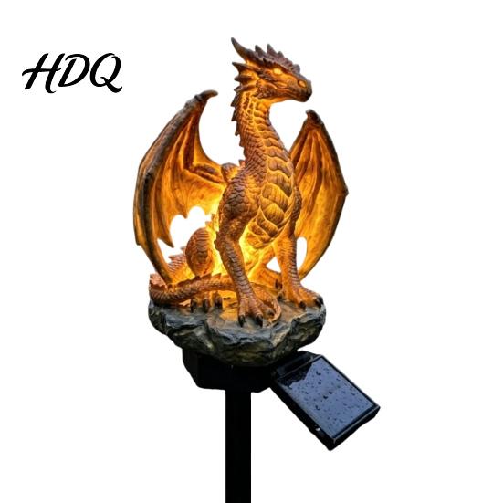 Outdoor Solar Sculpture Lamp Dragon Gorilla Garden Statue Light Gothic Medieval Resin Lantern Sculpture Decoration Fantasy Decor for Yard