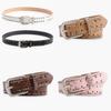 Fashion Solid Color Rivet Decoration Women Casual Wide Belt For Daily Wear