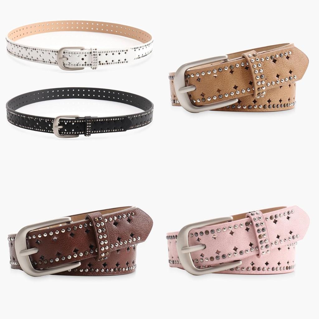 Fashion Solid Color Rivet Decoration Women Casual Wide Belt For Daily Wear