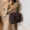 Commuter Vintage Underarm Bag Women's Bow Double Pocket Tote Bag Large Capacity Shoulder Bag