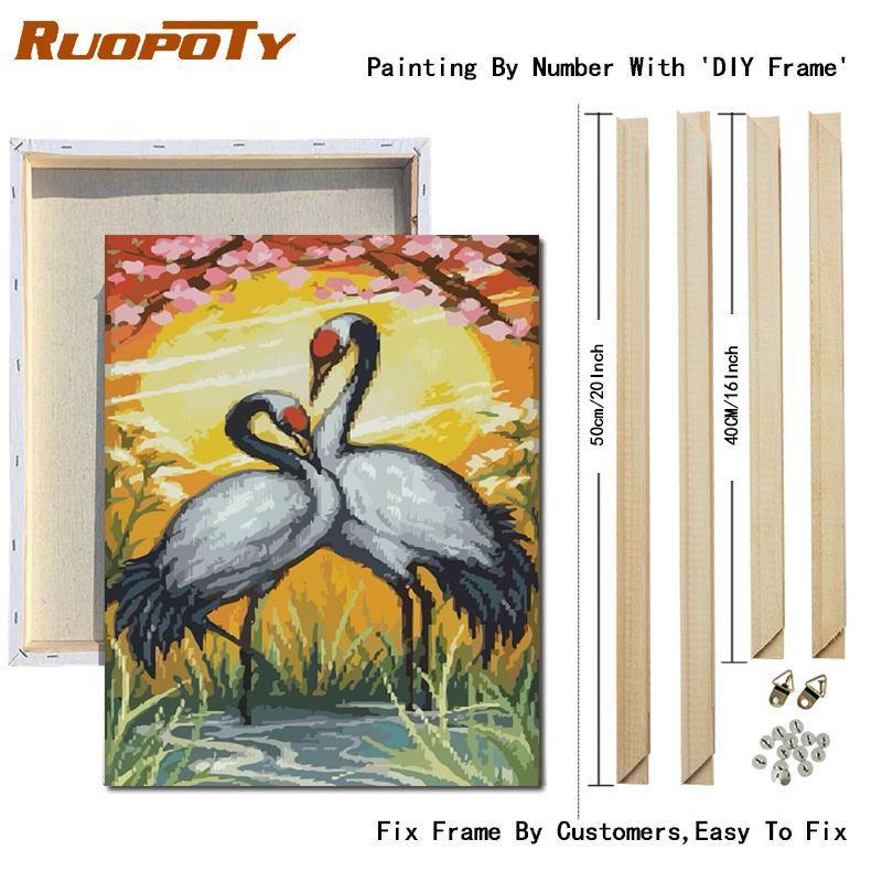 RUOPOTY DIY Oil Painting By Numbers Flower Bird Picture Wall Art Picture By Numbers Animal Unique Gift For Living Room