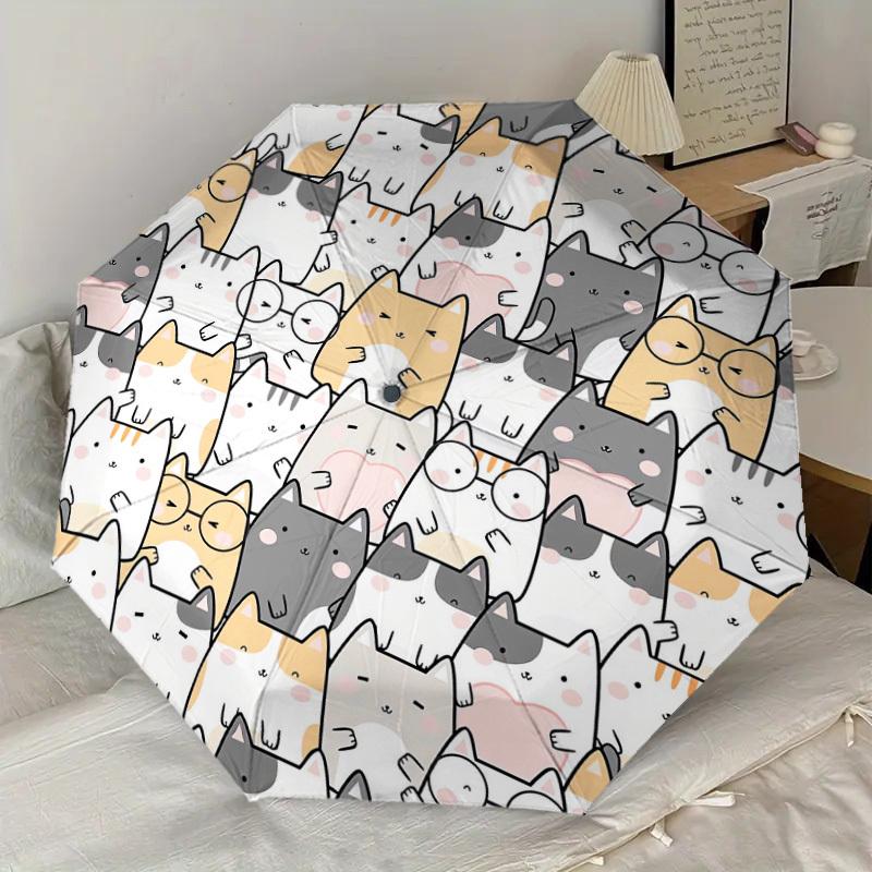1pc cat circle Pattern Umbrella Design Automatic Opening and Closing Umbrella, High-quality Travel Umbrella, Lightweight and Portable, -90