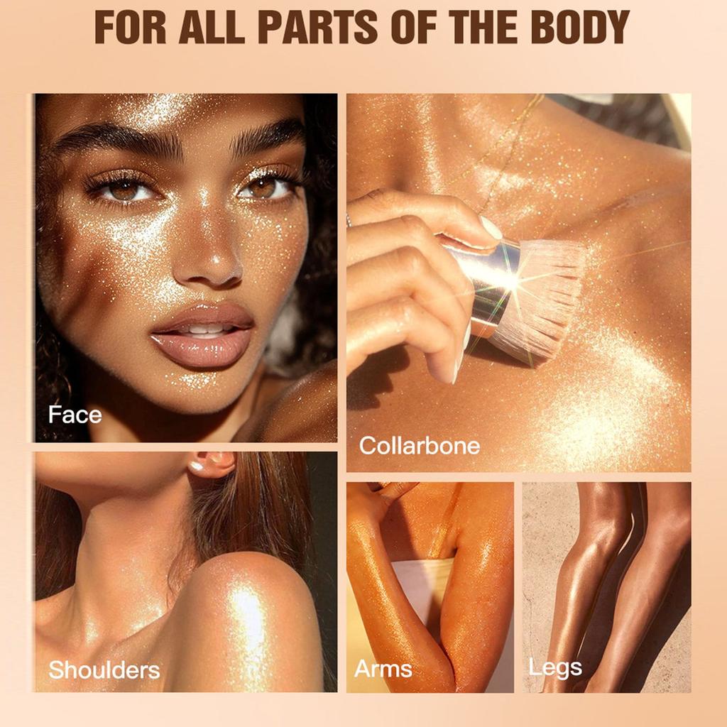 Sunscreen Glow Oil, Flash Body Oil, Non-stick Texture, Glow, Golden Rose Color, 60ML