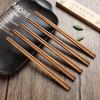 Non-Slip Solid Red Sandalwood Chopsticks - Unpainted & Unwaxed, 10 Pairs, Laser Engraved