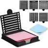 Sticky Note Stencil with 5 Types Stencils 3x3 Notes Holder Stencil Memo Sticky Note Holder Dispenser with Stencils Reble Notes Holders with Template
