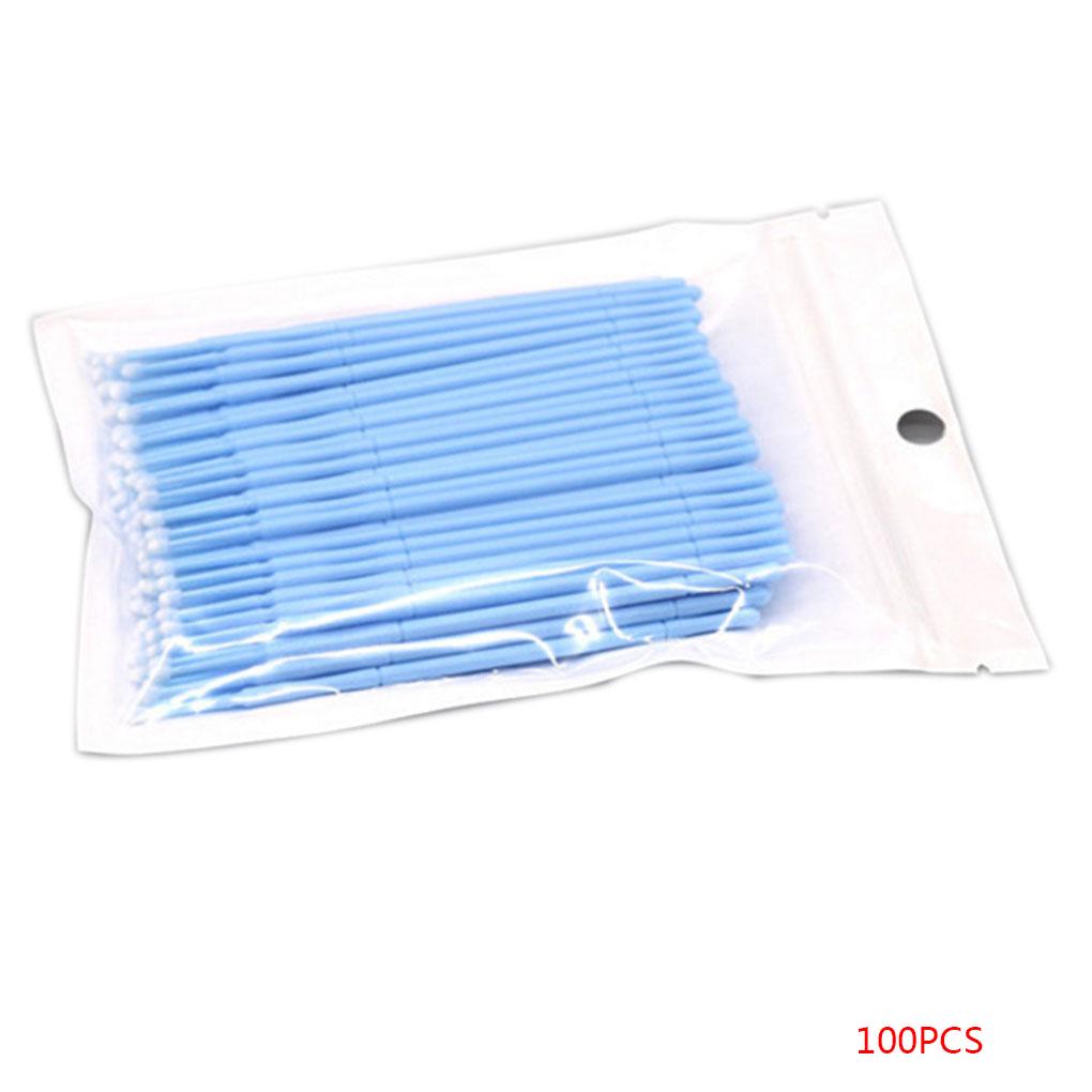 100pcs Double Head Disposable Swab Fiber Buds Plastic Sticks Eyebrow Eyelash Make Up Tools
