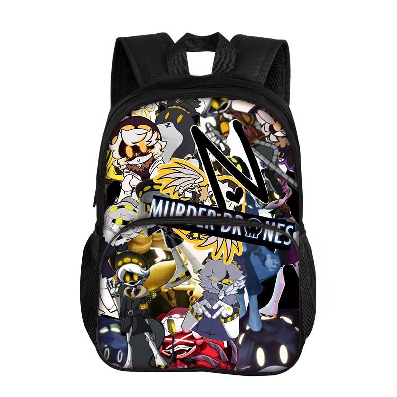 Murder Drones with Front Pocket Backpack Students Kids School Bags for Girls Boys Bookbag Travel Large Capacity Backpack