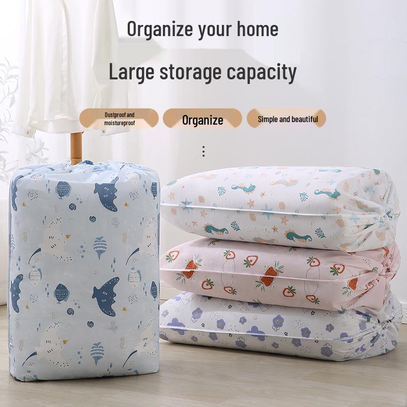 Large Capacity Duvet Storage Bag with Drawstring, Foldable, Dustproof, and Moistureproof for Clothes and Quilts