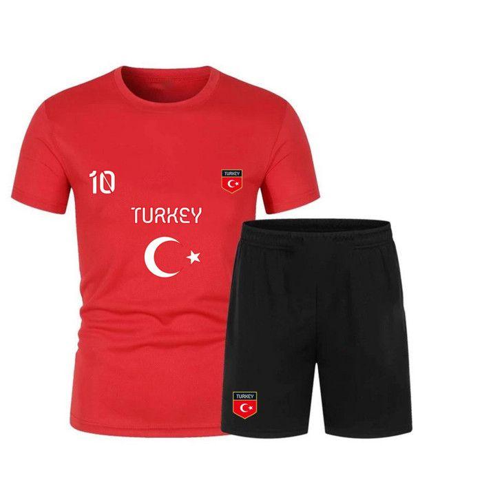 Men's Türkiye Football Shorts and Jersey Set - Red