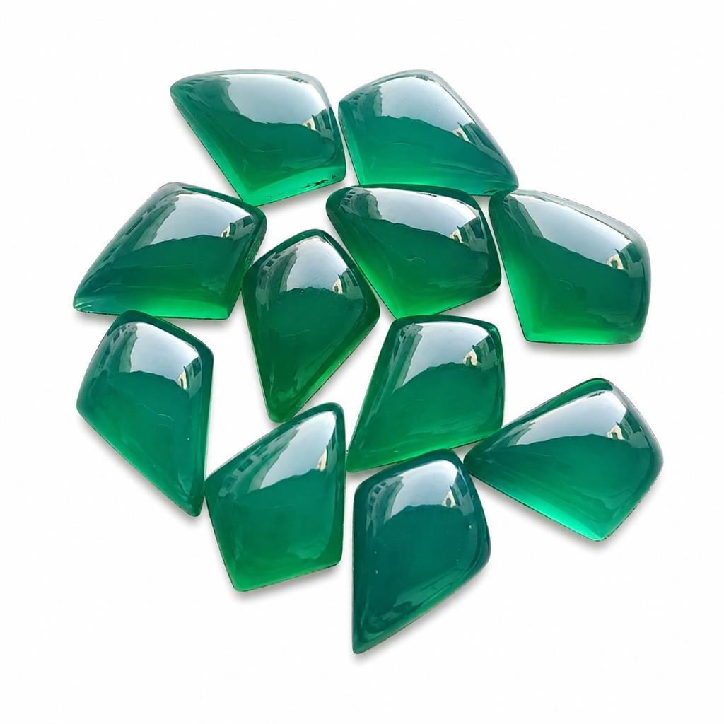 Green Onyx Kite Cabochon Gemstone, Calibrated Loose Stone for Jewelry Making