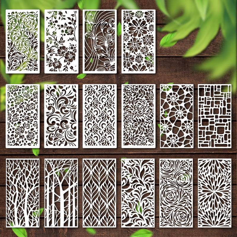 Geometric Floral Pattern Stencil for DIY Wall Painting