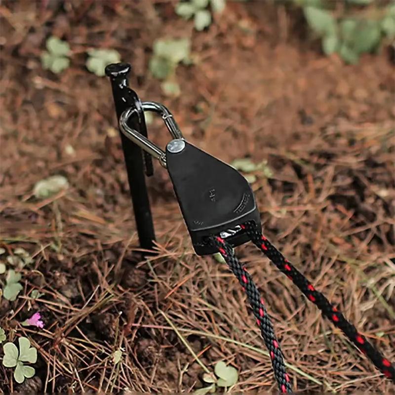 2/1Pcs Camping Tent Adjustable Rope Fastener Fixed Buckle Pulley Tensioner Ratchet Hangers Lights Lifting Awning Wind Rope