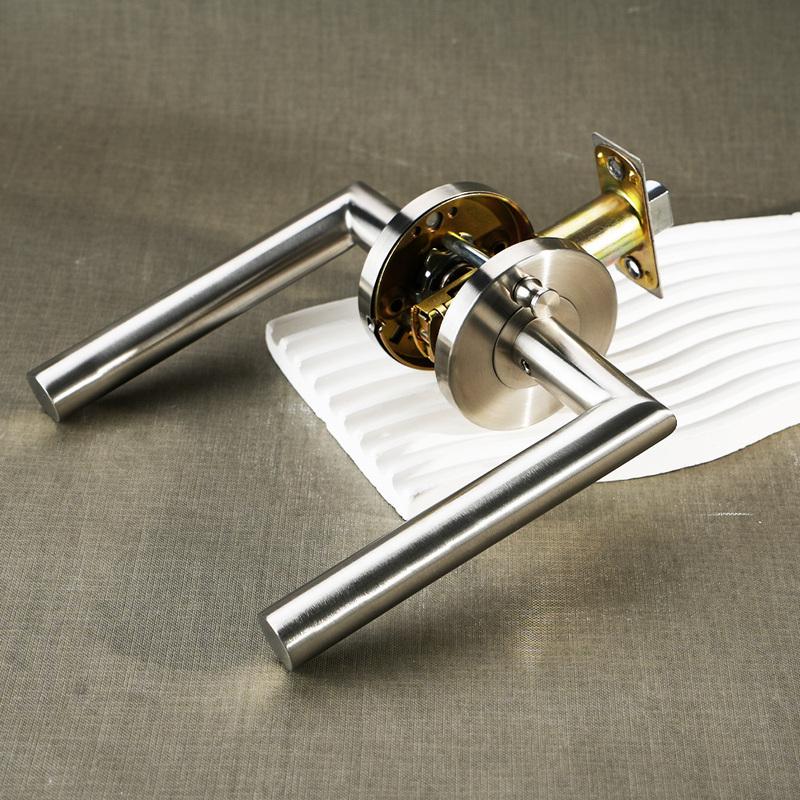 Viladepot Privacy Door Handle Polishing Handle Lever Round Base Bedroom Bathroom Door Lock Reversible