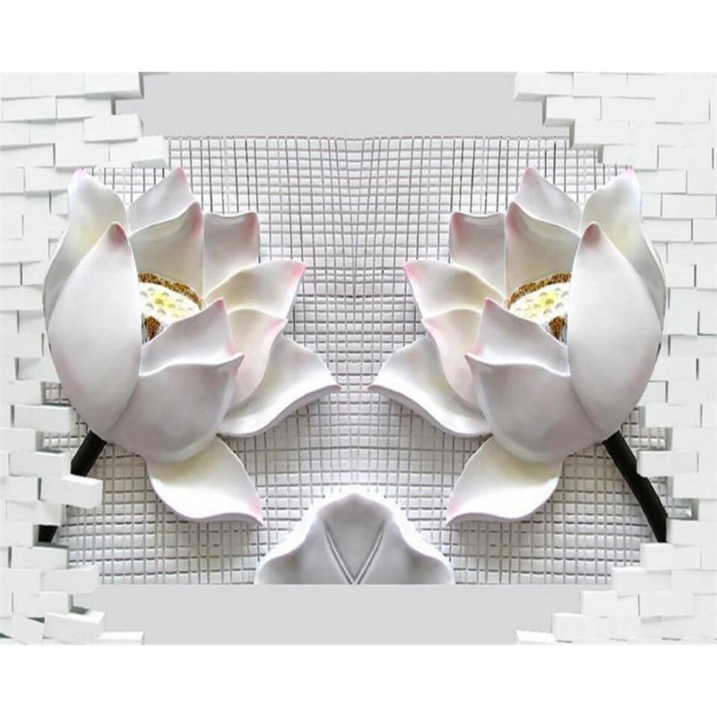 Białe Kwiatowe Tapety 3D Nowoczesne Minimalistyczne Tapety Salon Sypialnia Fototapeta Dekoracja Domu