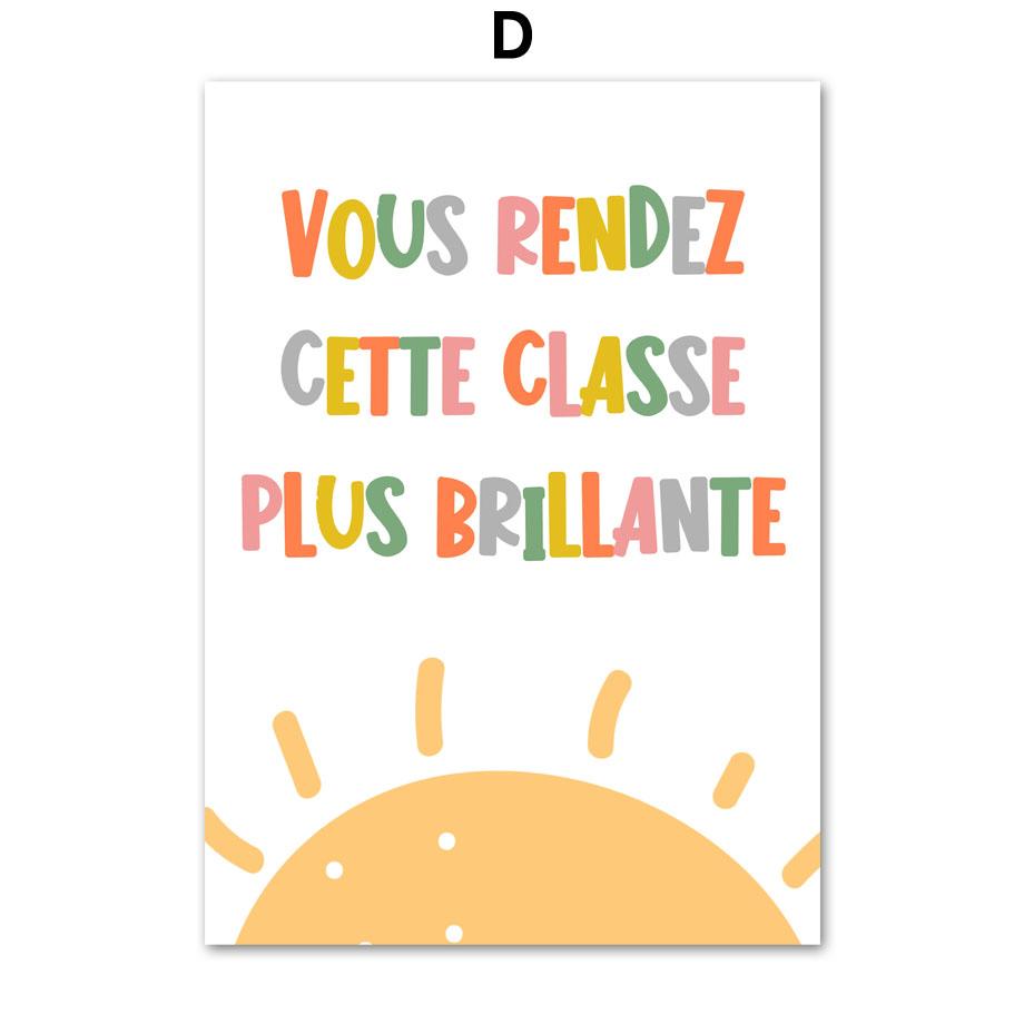 French Education Alphabet Number Colour Nursery Wall Art Print Canvas Painting Poster For Kids Boys Girls Children Room Decor