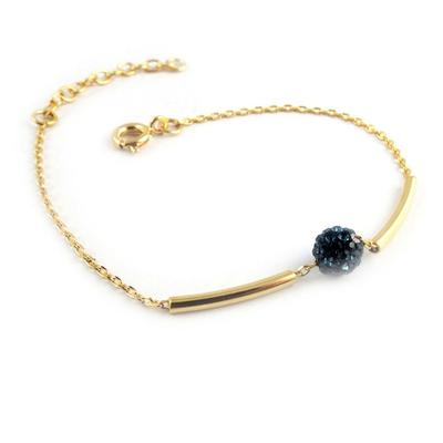 [L0051] - Gold Plated Bracelet 'Sissi' Blue - 6 Mm