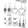 SHIXIN 6 Pair Goth Skull Bat Cross Stud Earrings for Women Punk Heart Guitar Skeleton Drop Earrings Vintage Halloween Jewelry