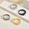 Vintage Titanium Steel Ring for Men Simple Rectangular Design Retro Distressed Finish Jewelry