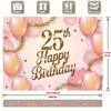 2D Soft Pink 25th Birthday Backdrop with Gold Confetti Photo Booth Banner