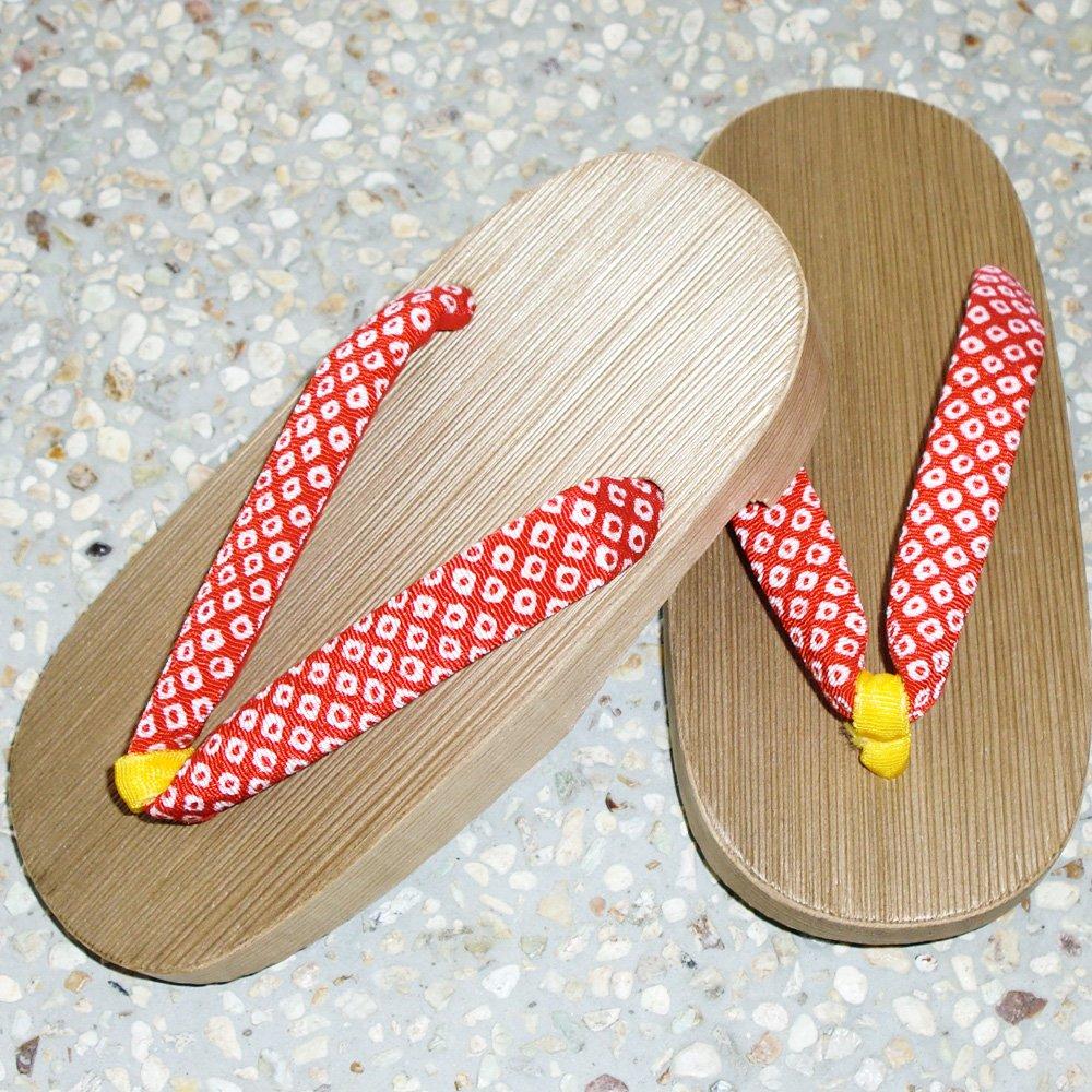 Kiso Nezuko Craftsmen Passing On 300 Years of Pique Red Strap Cloth Geta Tradition. 18-19cm Children's Size. Pattern. (Front Color Customizable).