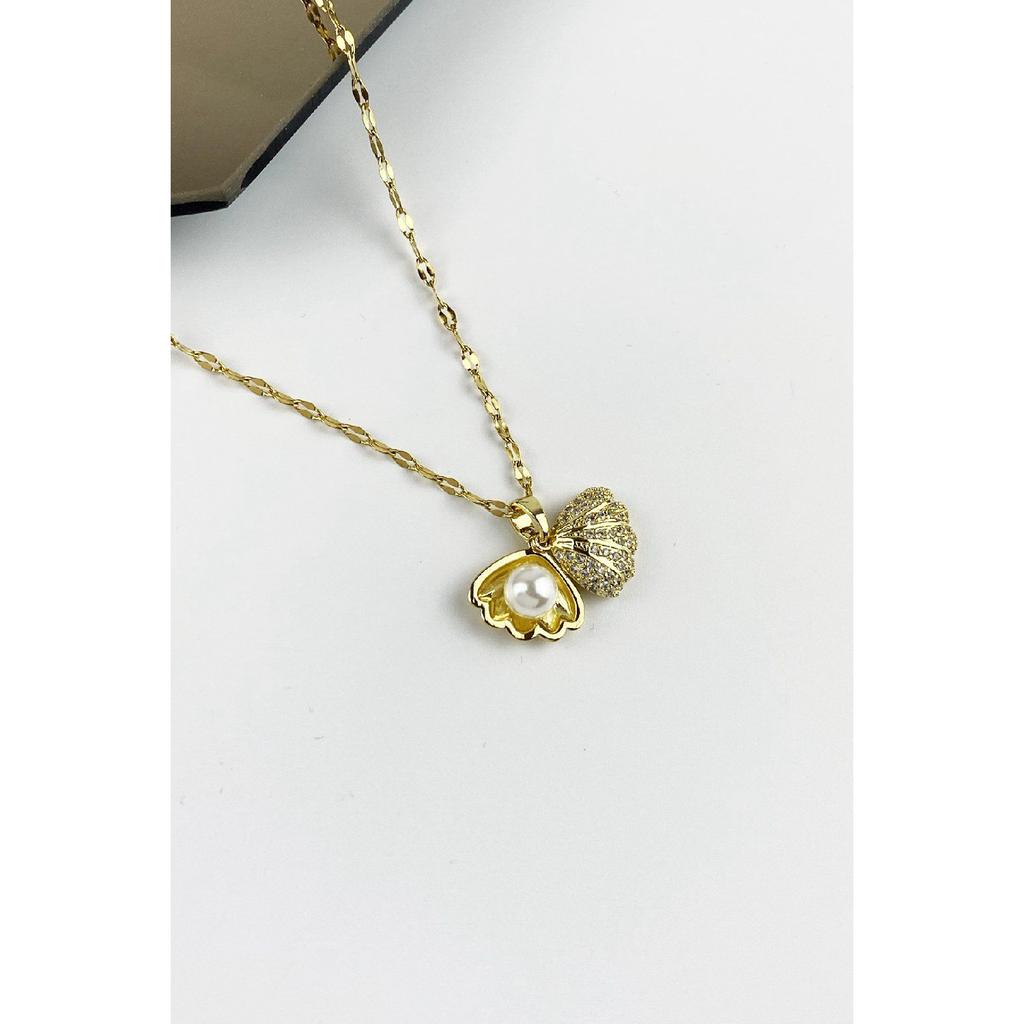 Steel Pearl Oyster Necklace Trkolye5369 B34003